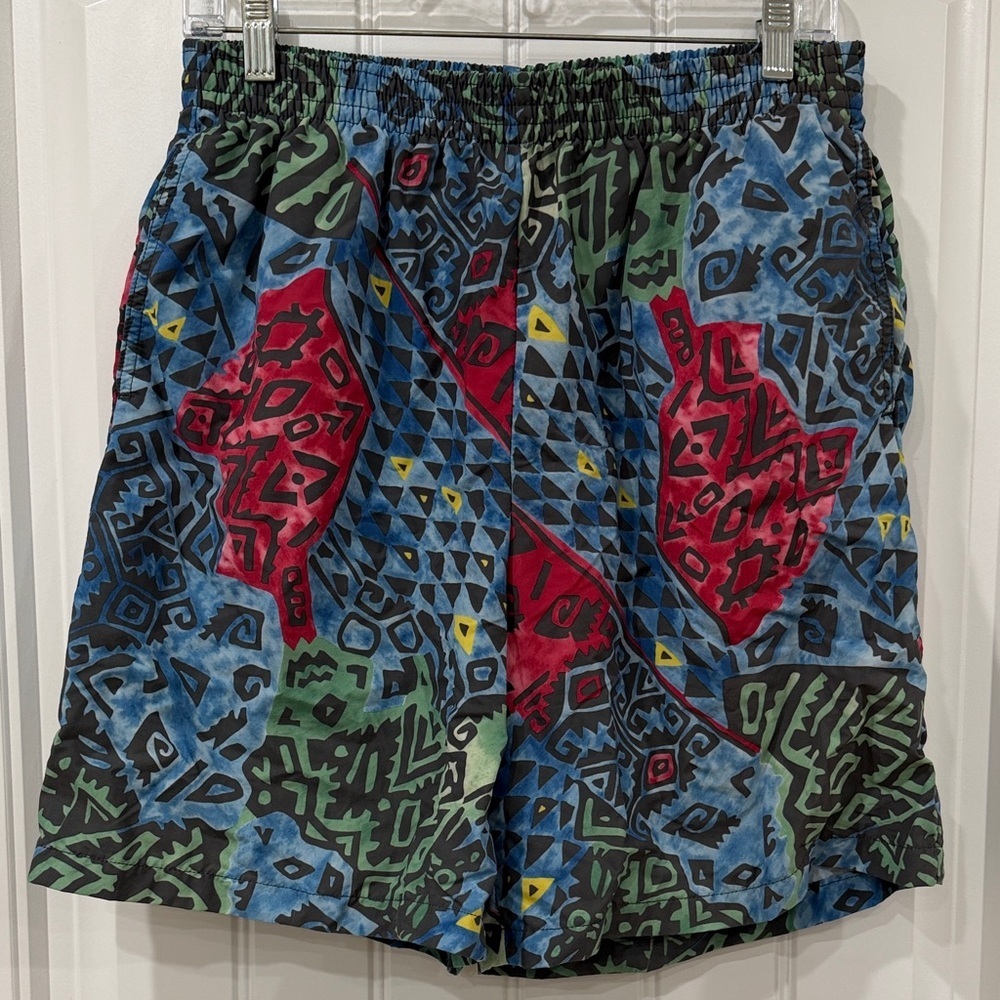 EUC Vintage Lands' End Multicolor Abstract Print Swim Trunks